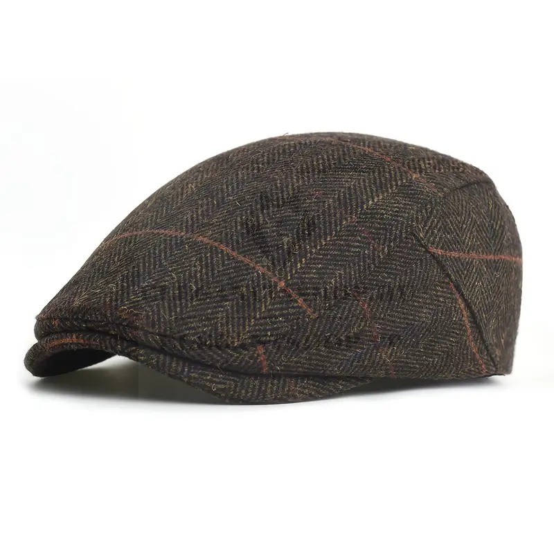   Vintage férfi téli golf sapka - Barna Férfi kalap, sapka